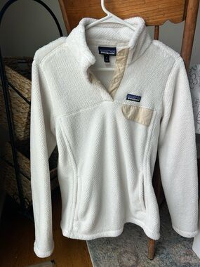 Patagonia Off-White Snap-T Fleece Pullover with Tan Accents